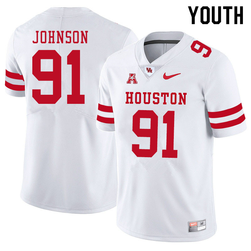 Youth #91 Benil Johnson Houston Cougars College Football Jerseys Sale-White - Click Image to Close